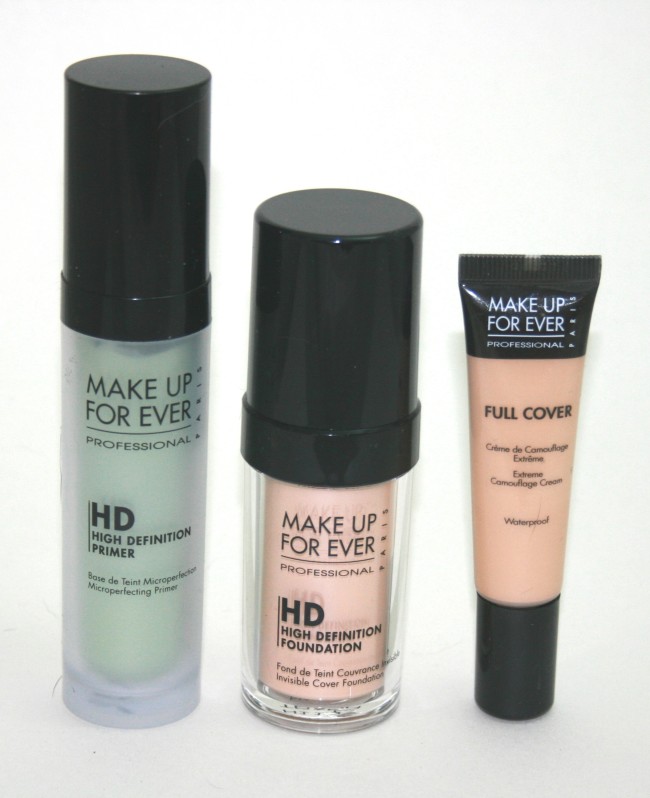 MUFE HD Foundation, HD Green Primer and High Cover Concealer