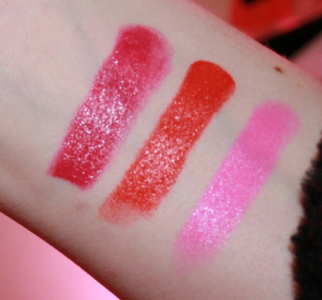 Illamasqua Satin Finish Glamore Lipsticks Swatches from left right: 