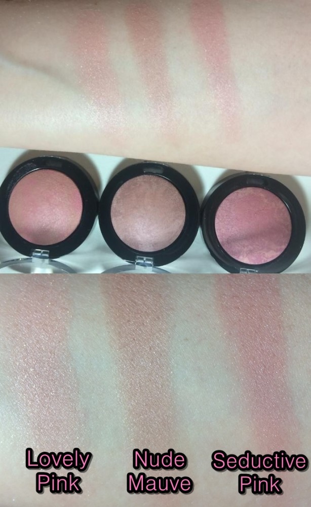Max Factor Creme Puff Blush Swatches Lovely Pink, Nude Mauve, Seductive Pink