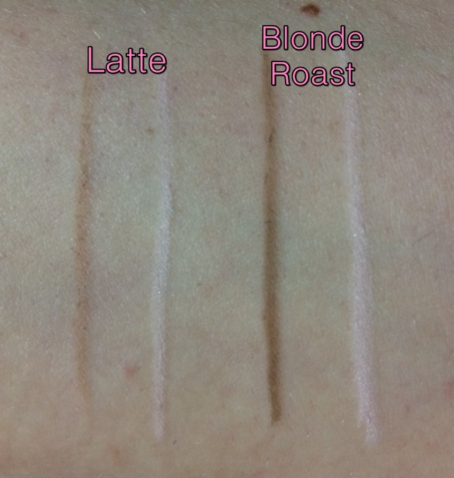 Pur Minerals Wake Up Brow Pencils Latte and Blonde Roast Swatches