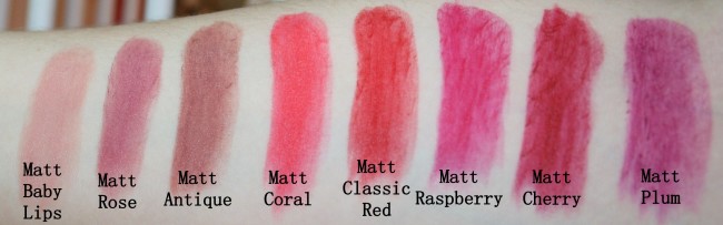 Gosh Velvet Touch Lipstick Matt Swatches