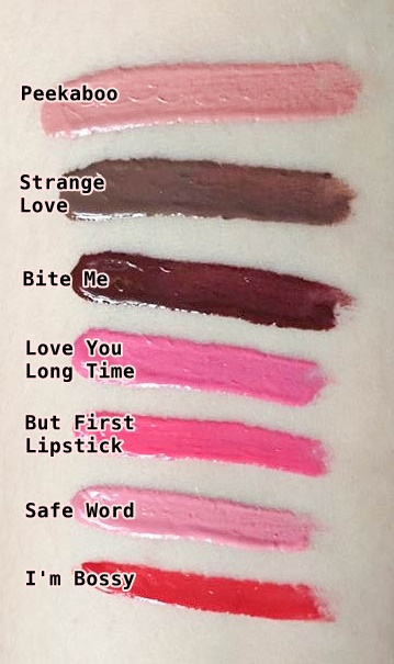 Too Faced Melted Latex Liquified High Shine Lipsticks swatches