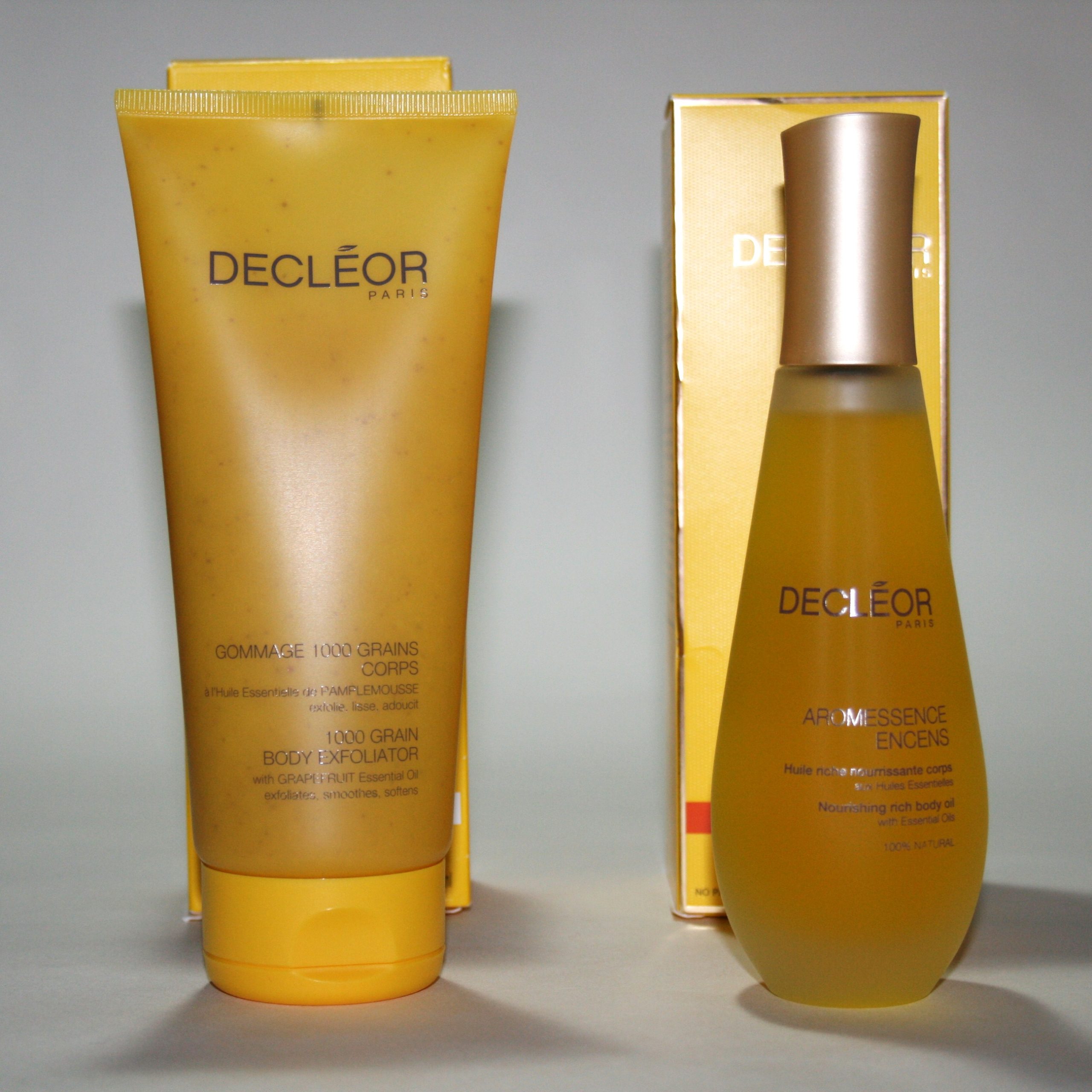 Decleor Aroma Nutrition 1000 Grain Body Exfoliator and Aromessence Encens Nourishing Rich Body Oil
